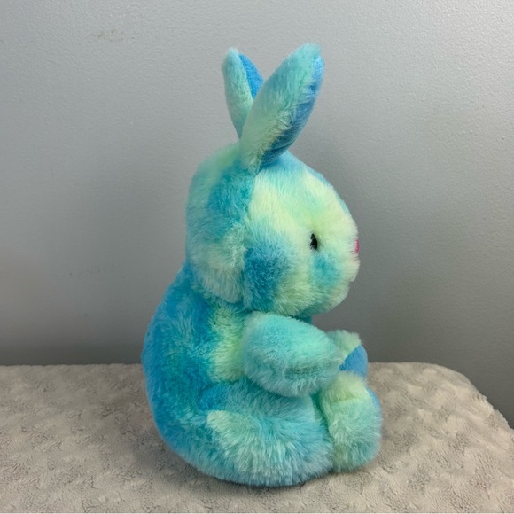 Animal Adventure Bunny Rabbit Plush Stuffed Animal Toy Blue Tie Dye Pink Nose - Picture 4 of 5